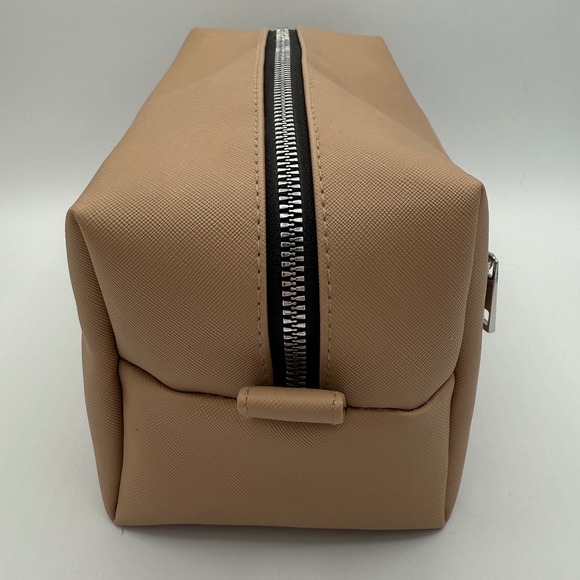 Rae Dunn Cosmetics Travel Bag Makeup Pouch Toiletry Organizer Tan Beige - Picture 2 of 11